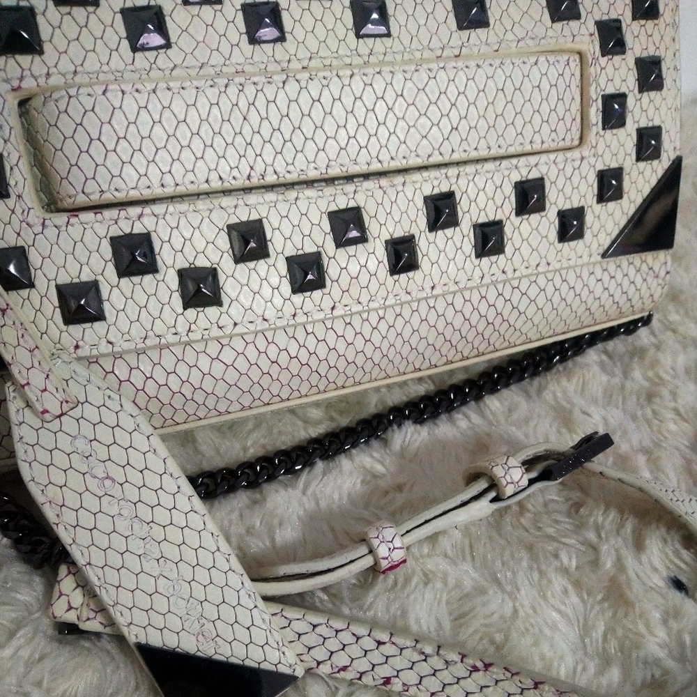 Coco Rocha x Botkier Holiday 2015 Cream Snakeskin Studded Crossbody Chain Clutch - Picture 4 of 12